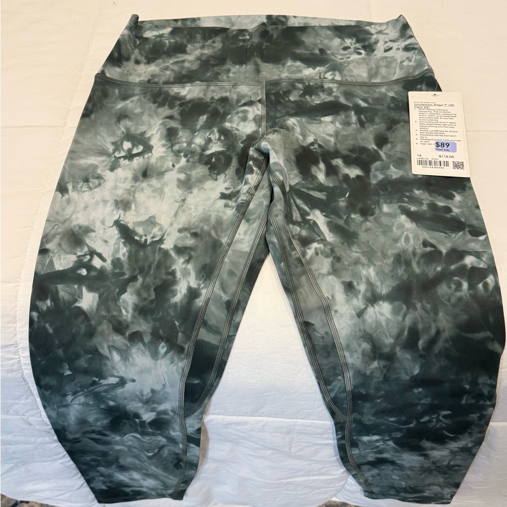 lululemon athletica Women’s Align HR Black Green Tie-dye Leggings 25”
